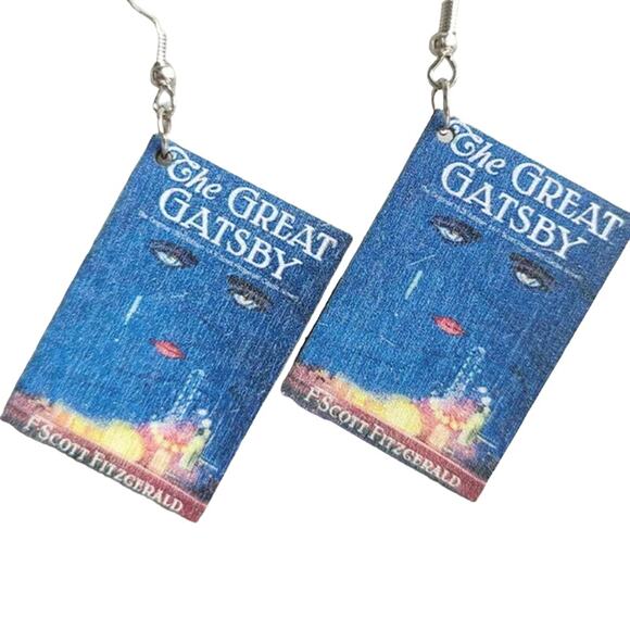 Boutique Jewelry - 2/$30 Book Earrings NEW The Great Gatsby Bookish Gift Book Lover Wooden F Scott